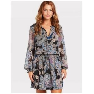 Paisley Chiffon Mini Dress